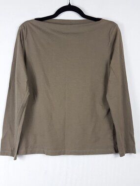 Mango Beige High Neck Long Sleeve Solid Basic Cotton Top Size Large